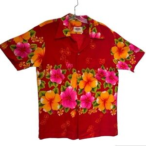 Pomare Vintage 60s Hawaiian Floral Orchid Print ButtonUp Shirt M Top Graphic Men